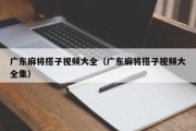 广东麻将搭子视频大全（广东麻将搭子视频大全集）