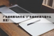 广东麻将摸马的方法（广东麻将的摸马是什么意思）